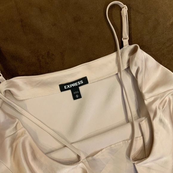 Express Gold M Cowl neck Maxi Satin Dress Party Holiday Office Essential Glam - Picture 4 of 8